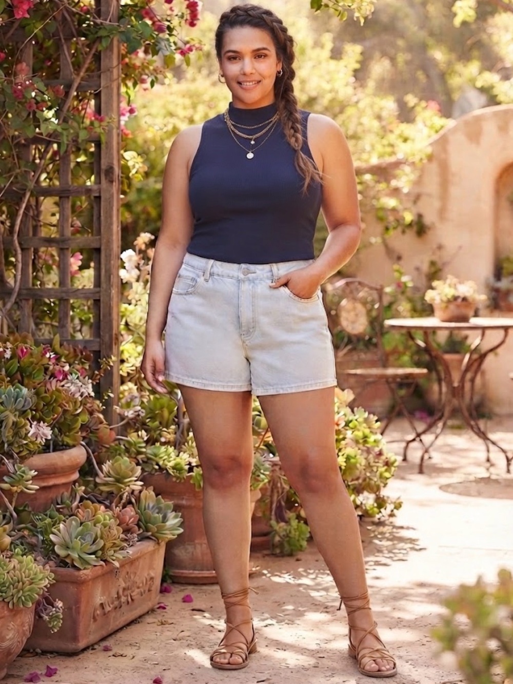 🆕 SHEIN Curve - Light Wash Denim Jean Shorts